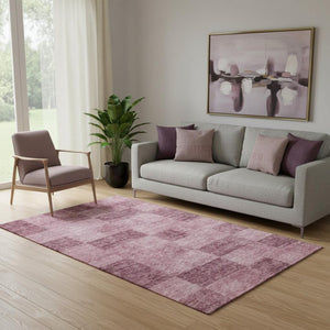 HomeRoots 5' X 8' Modern Blush & Pink Geometric Washable Area Rug with UV Protection for Stylish Homes 686206