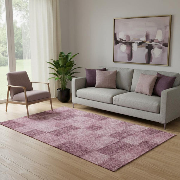 HomeRoots 5' X 8' Modern Blush & Pink Geometric Washable Area Rug with UV Protection for Stylish Homes 686206