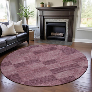 HomeRoots 8' Blush and Pink Geometric Round Rug - Stylish, Washable, UV-Protected for Busy Homes & Playspaces 686207
