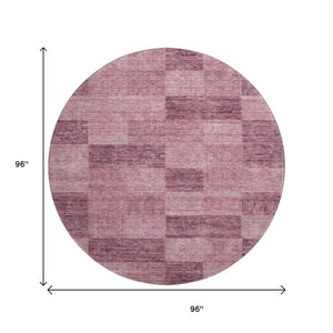 HomeRoots 8' Blush and Pink Geometric Round Rug - Stylish, Washable, UV-Protected for Busy Homes & Playspaces 686207
