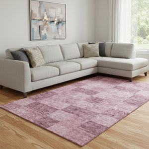 HomeRoots 8' X 10' Blush Pink Geometric Area Rug - Durable, Washable, UV-Protected, Ideal for Homes with Kids & Pets 686208