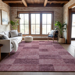 HomeRoots 8' X 10' Blush Pink Geometric Area Rug - Durable, Washable, UV-Protected, Ideal for Homes with Kids & Pets 686208