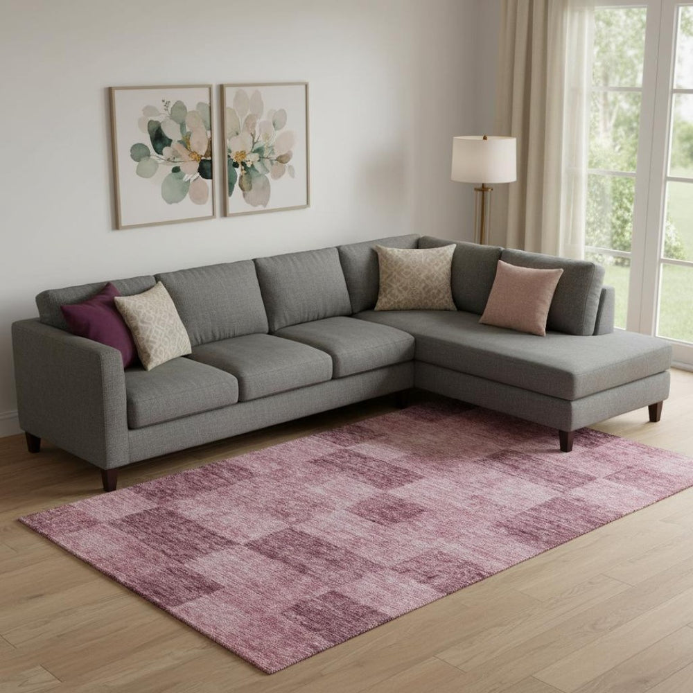 HomeRoots 9' X 12' Blush Pink Geometric Washable Area Rug with UV Protection for Stylish, Everyday Living 686209