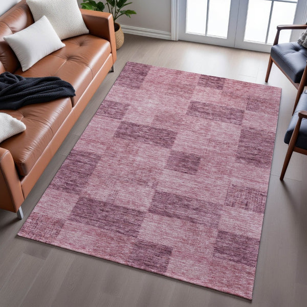 HomeRoots 9' X 12' Blush Pink Geometric Washable Area Rug with UV Protection for Stylish, Everyday Living 686209