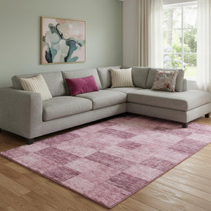 HomeRoots 10' Blush and Pink Geometric Washable Area Rug – UV Protected, Durable, Perfect for High-Traffic Spaces! 686210