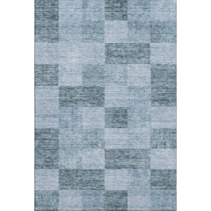 HomeRoots 5' X 8' Denim Blue & Sky Blue Geometric Area Rug - Washable, Stain Resistant, UV Protected Design 686212