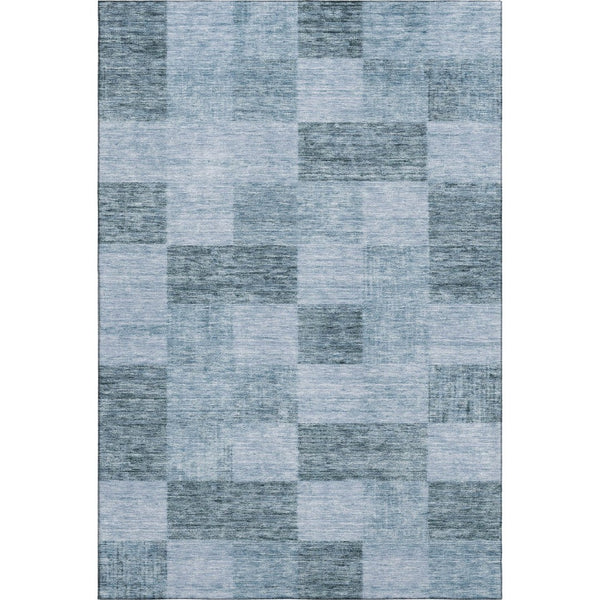 HomeRoots 5' X 8' Denim Blue & Sky Blue Geometric Area Rug - Washable, Stain Resistant, UV Protected Design 686212