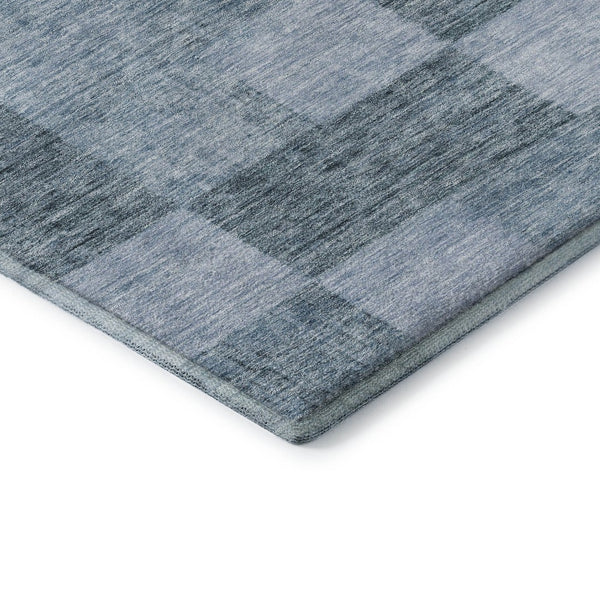 HomeRoots 5' X 8' Denim Blue & Sky Blue Geometric Area Rug - Washable, Stain Resistant, UV Protected Design 686212