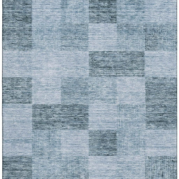 HomeRoots 5' X 8' Denim Blue & Sky Blue Geometric Area Rug - Washable, Stain Resistant, UV Protected Design 686212