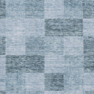 HomeRoots 8' X 10' Denim Blue Geometric Area Rug - Washable, UV-Protected, Stylish & Durable for High-Traffic Areas 686214