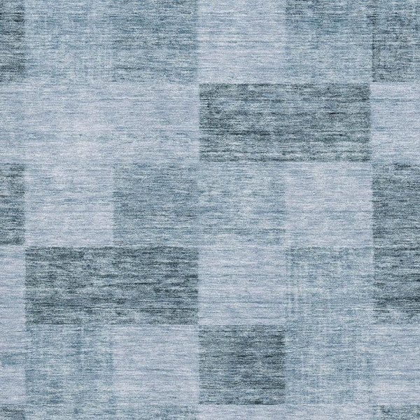 HomeRoots 8' X 10' Denim Blue Geometric Area Rug - Washable, UV-Protected, Stylish & Durable for High-Traffic Areas 686214