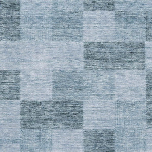 HomeRoots 9' X 12' Stylish Denim & Sky Blue Geometric Area Rug - Washable, UV Protected, Family-Friendly Design 686215