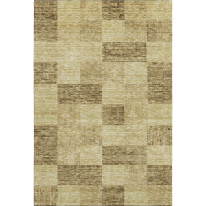HomeRoots 5' X 8' Gold and Wheat Geometric Area Rug - Washable, UV-Protected, Durable for High-Traffic Spaces 686218