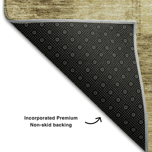 HomeRoots 5' X 8' Gold and Wheat Geometric Area Rug - Washable, UV-Protected, Durable for High-Traffic Spaces 686218