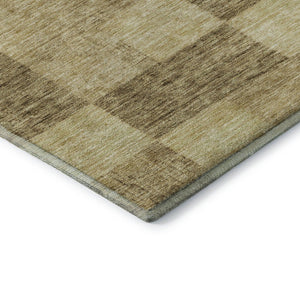 HomeRoots 5' X 8' Gold and Wheat Geometric Area Rug - Washable, UV-Protected, Durable for High-Traffic Spaces 686218