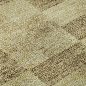 HomeRoots 5' X 8' Gold and Wheat Geometric Area Rug - Washable, UV-Protected, Durable for High-Traffic Spaces 686218
