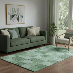 HomeRoots 5' X 8' Green & Mint Geometric Area Rug - Washable, Durable, UV-Protected - Perfect for Any Space! 686224