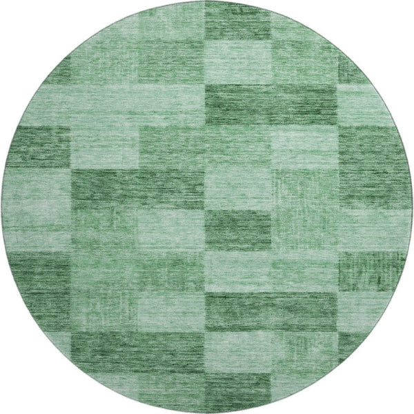 HomeRoots 8' Geometric Round Rug in Green & Mint - Washable, UV-Protected, Stain-Resistant for Easy Care 686225