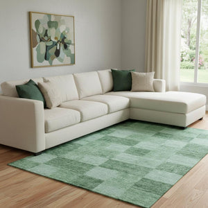 HomeRoots 8' X 10' Modern Green & Mint Geometric Area Rug - Washable, UV Protected, Stylish & Durable Design 686226