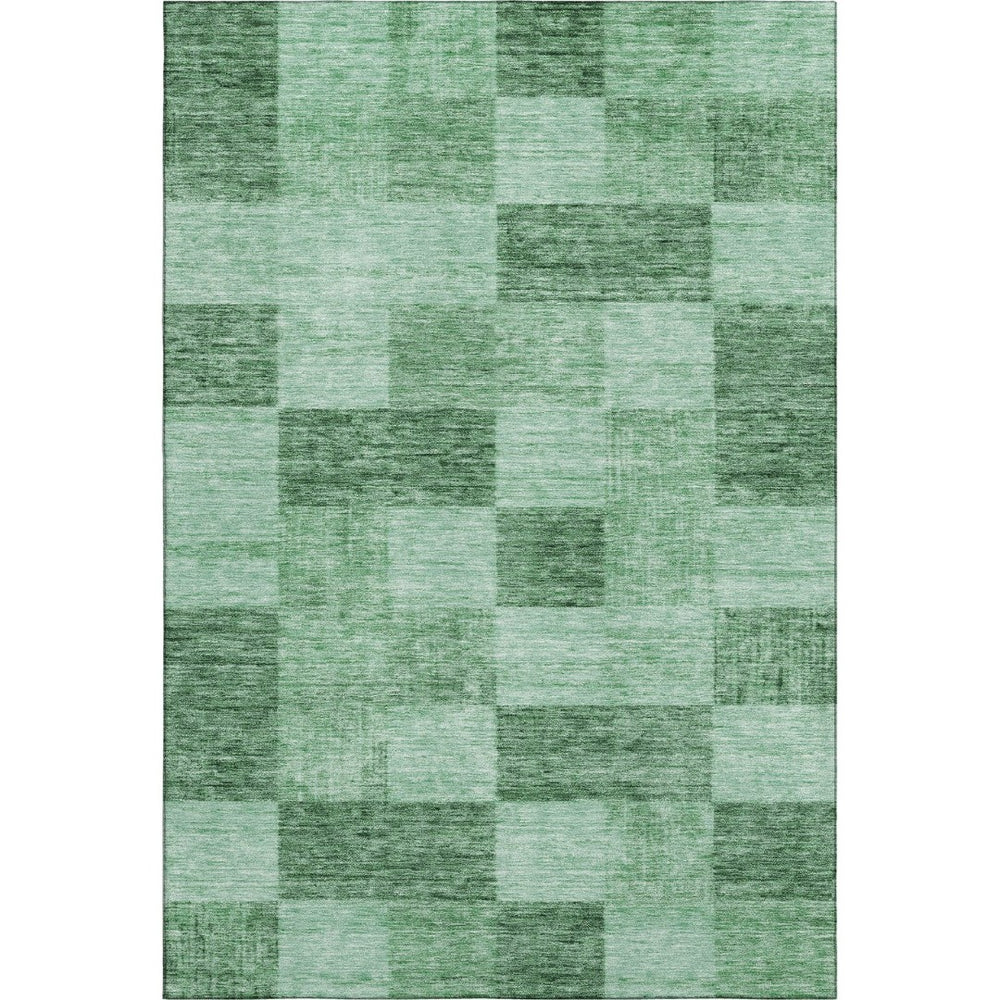 HomeRoots 9' X 12' Geometric Area Rug - Stylish Green & Mint Washable, UV Protected, Perfect for Pets & Kids! 686227