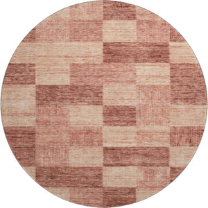 HomeRoots 8' Washable Round Rug in Rust & Copper - Geometric Design, UV Protected, Stain-Resistant & Durable 686231