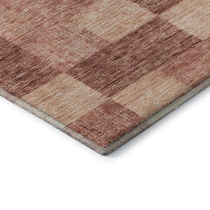HomeRoots 8' Washable Round Rug in Rust & Copper - Geometric Design, UV Protected, Stain-Resistant & Durable 686231