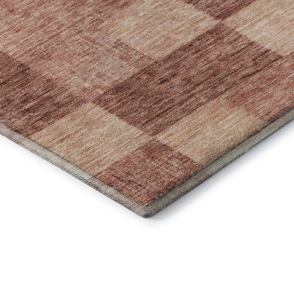 HomeRoots 8' Washable Round Rug in Rust & Copper - Geometric Design, UV Protected, Stain-Resistant & Durable 686231
