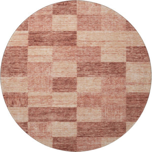 HomeRoots 8' Washable Round Rug in Rust & Copper - Geometric Design, UV Protected, Stain-Resistant & Durable 686231