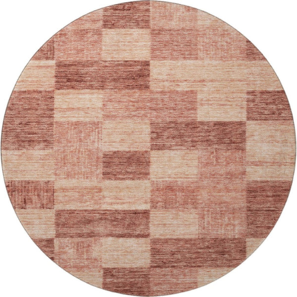 HomeRoots 8' Washable Round Rug in Rust & Copper - Geometric Design, UV Protected, Stain-Resistant & Durable 686231