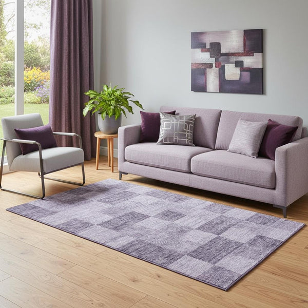 HomeRoots 5' X 8' Vibrant Purple & Lavender Geometric Washable Area Rug with UV Protection for Modern Homes 686236