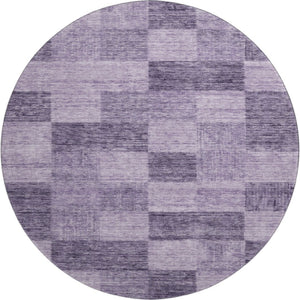 HomeRoots 8' Purple and Lavender Geometric Round Rug - Washable, UV Protected, Ideal for High-Traffic Areas 686237