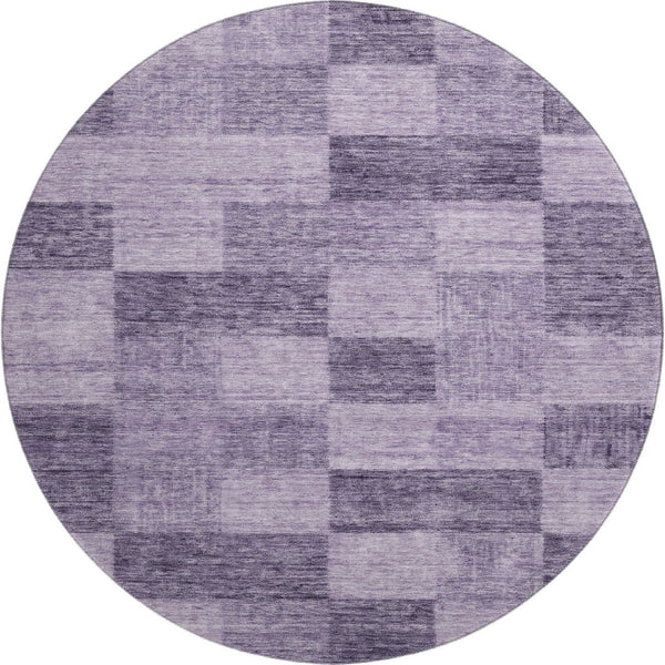 HomeRoots 8' Purple and Lavender Geometric Round Rug - Washable, UV Protected, Ideal for High-Traffic Areas 686237
