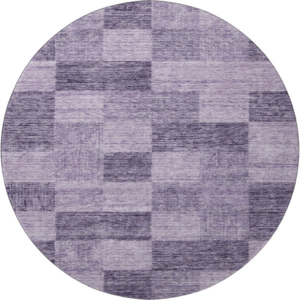 HomeRoots 8' Purple and Lavender Geometric Round Rug - Washable, UV Protected, Ideal for High-Traffic Areas 686237