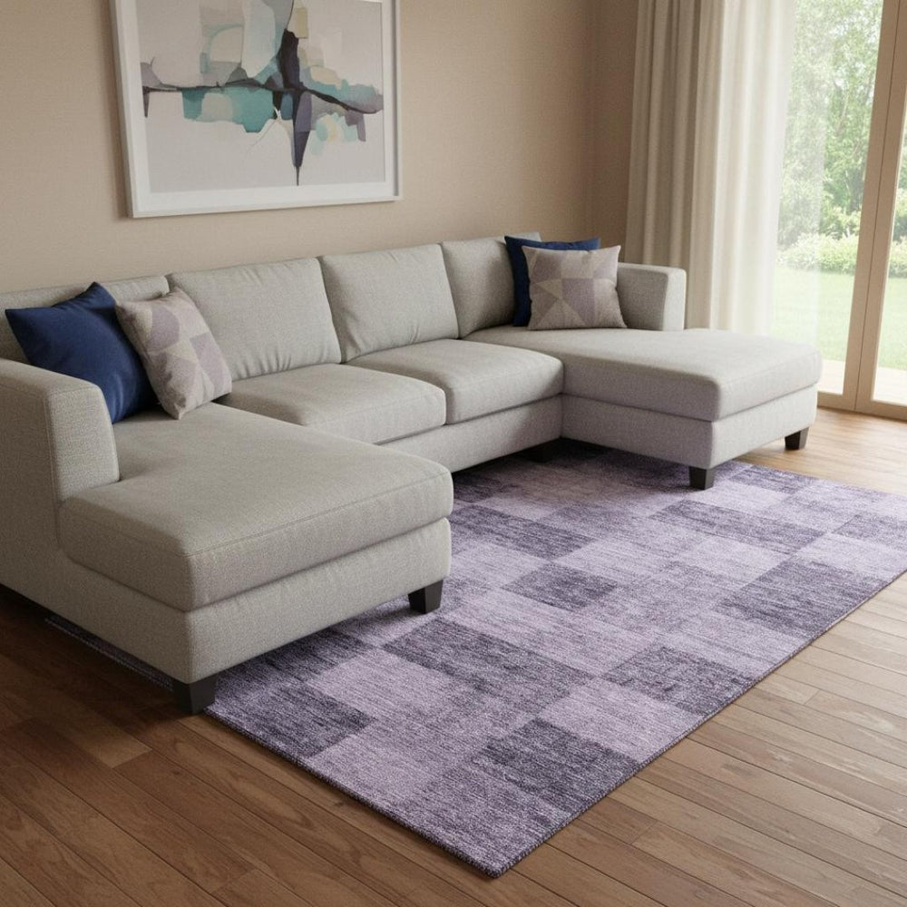 HomeRoots 8' X 10' Bold Purple & Lavender Geometric Washable Area Rug with UV Protection for Modern Homes 686238