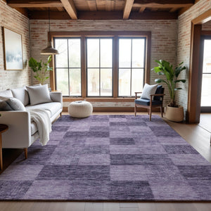 HomeRoots 8' X 10' Bold Purple & Lavender Geometric Washable Area Rug with UV Protection for Modern Homes 686238