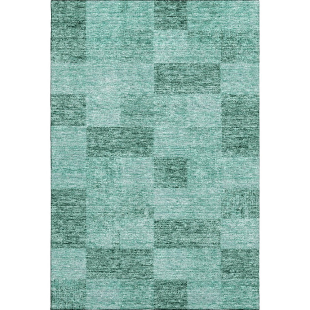 HomeRoots 5' X 8' Aqua & Mint Green Geometric Area Rug – Washable, UV-Protected, Durable for Busy Homes 686242