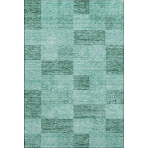 HomeRoots 5' X 8' Aqua & Mint Green Geometric Area Rug – Washable, UV-Protected, Durable for Busy Homes 686242
