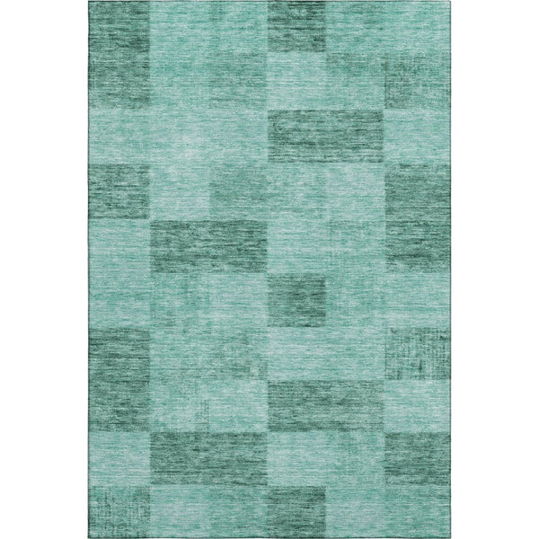 HomeRoots 5' X 8' Aqua & Mint Green Geometric Area Rug – Washable, UV-Protected, Durable for Busy Homes 686242