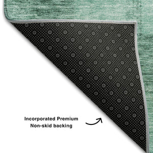 HomeRoots 5' X 8' Aqua & Mint Green Geometric Area Rug – Washable, UV-Protected, Durable for Busy Homes 686242