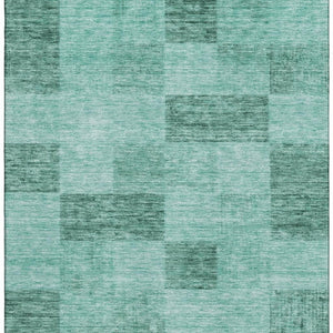 HomeRoots 5' X 8' Aqua & Mint Green Geometric Area Rug – Washable, UV-Protected, Durable for Busy Homes 686242
