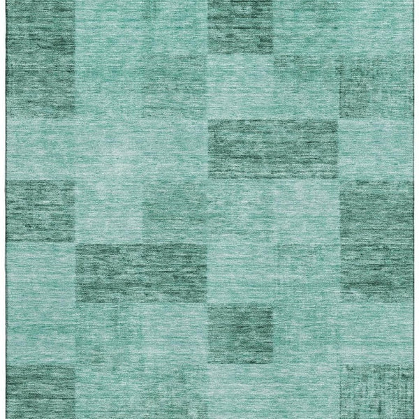 HomeRoots 5' X 8' Aqua & Mint Green Geometric Area Rug – Washable, UV-Protected, Durable for Busy Homes 686242