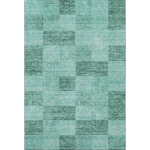 HomeRoots 5' X 8' Aqua & Mint Green Geometric Area Rug – Washable, UV-Protected, Durable for Busy Homes 686242