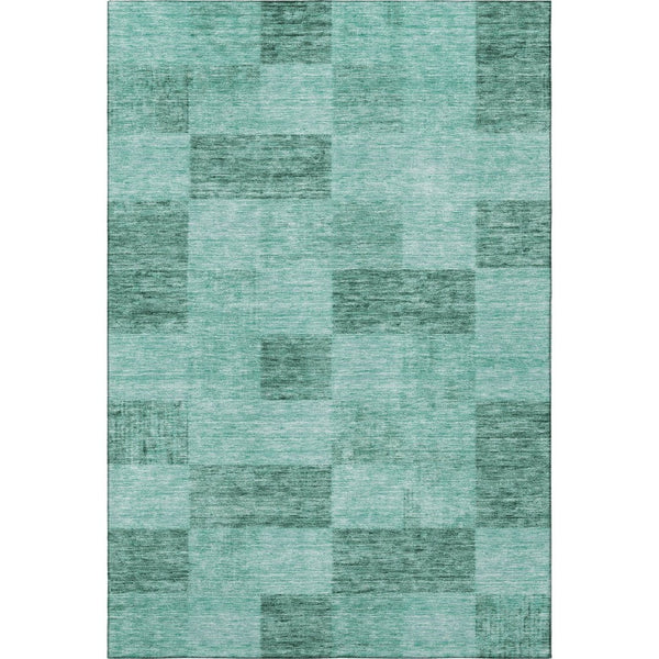 HomeRoots 5' X 8' Aqua & Mint Green Geometric Area Rug – Washable, UV-Protected, Durable for Busy Homes 686242