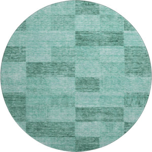 HomeRoots 8' Aqua & Mint Green Geometric Round Rug - Washable, UV-Protected, Perfect for Modern Spaces! 686243