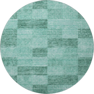 HomeRoots 8' Aqua & Mint Green Geometric Round Rug - Washable, UV-Protected, Perfect for Modern Spaces! 686243