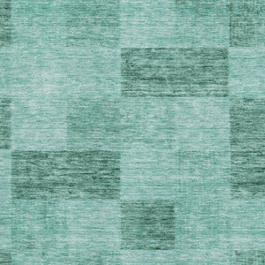 HomeRoots 9' x 12' Aqua & Mint Green Geometric Area Rug - Durable, Washable, UV Protection for Modern Homes 686245