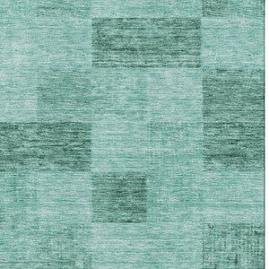 HomeRoots 10' X 14' Aqua & Mint Geometric Area Rug - Washable, UV Protected, Stain Resistant for Family Homes 686246