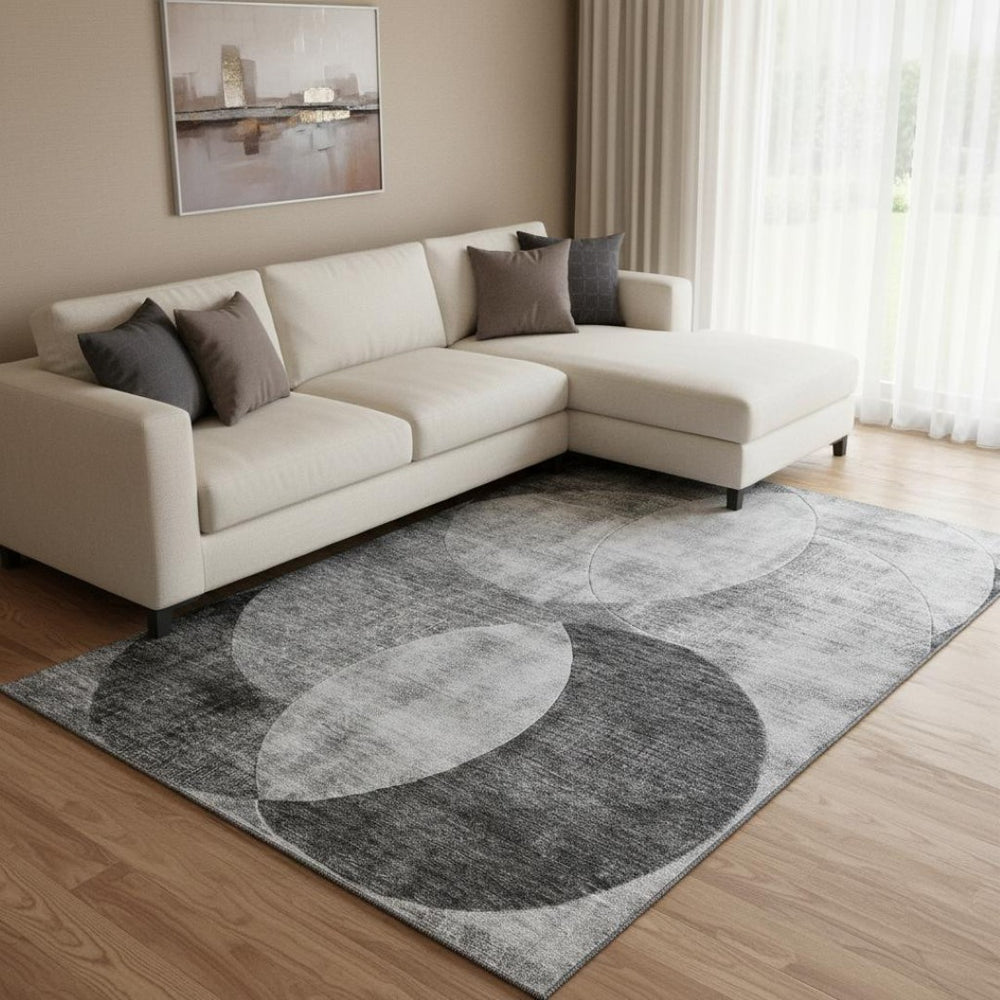 HomeRoots 8' X 10' Stylish Gray & Silver Geometric Area Rug – Washable, UV Protected, Stain Resistant Design 686262