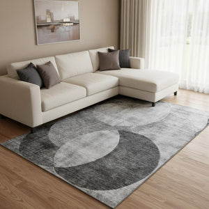 HomeRoots 8' X 10' Stylish Gray & Silver Geometric Area Rug – Washable, UV Protected, Stain Resistant Design 686262