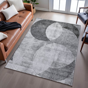 HomeRoots 10' Gray and Silver Geometric Washable Area Rug - Durable, UV-Protected, Perfect for High-Traffic Spaces 686264